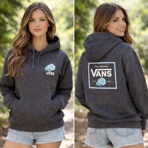 Vans Rose Logo Pullover Hoodie – Charcoal Gray – Size Small – Skate Streetwear